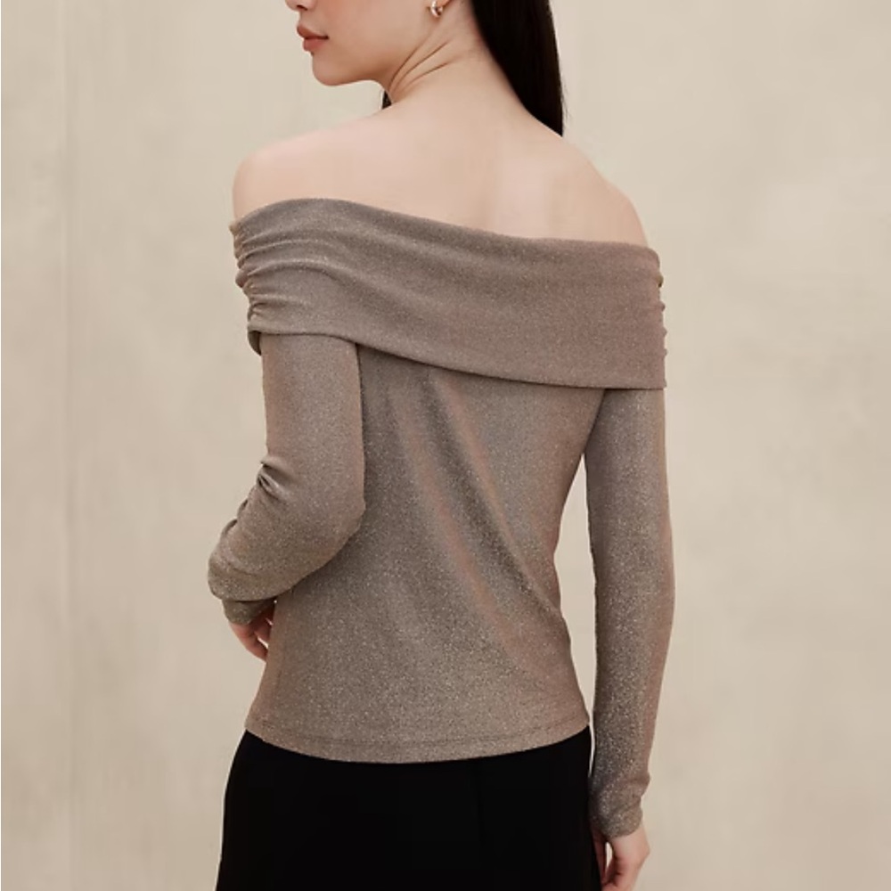 Banana Republic Off-Shoulder Gold Sparkle Top